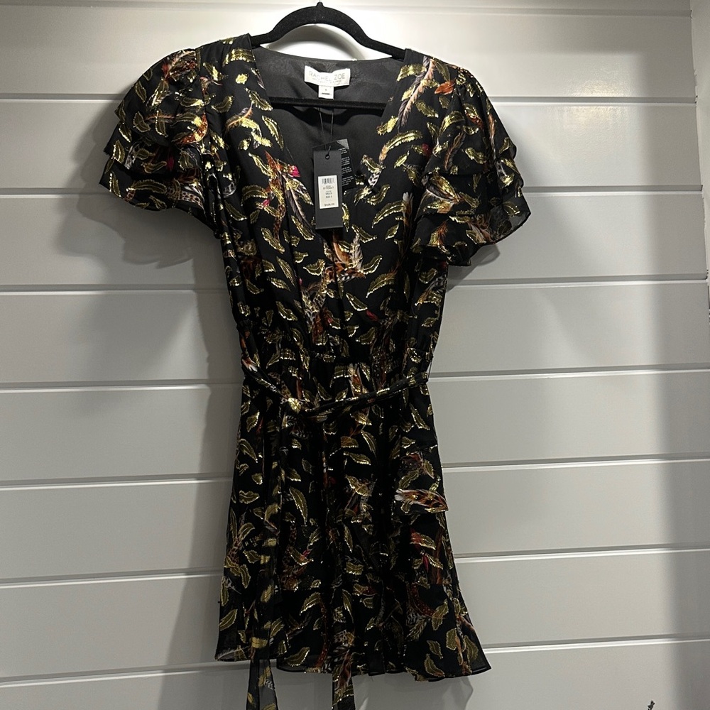 Rachel Zoe Black and Gold Mini Dress